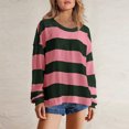 thumbnail image 1 of RXIRUCGD Haut à Manches Longues pour Femme, Coupe Ample, Décontracté, à Blocs de Couleur, à Rayures, Col Rond, Rose, Taille : TG, 1 of 7