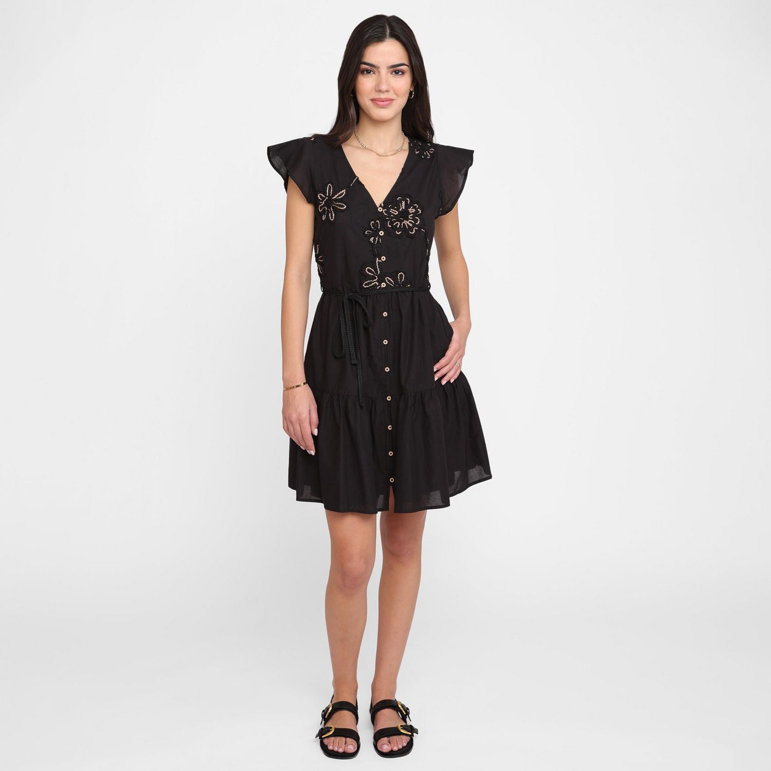 Devoted, Floral Embroidered Dress, Sizes XS-XL
