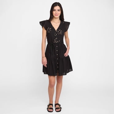 Devoted, Floral Embroidered Dress, Sizes XS-XL