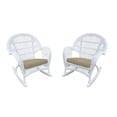 thumbnail image 1 of Jeco Wicker Rocker Chair in White with Tan Cushion (Set of 4), 1 of 1