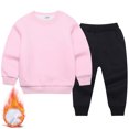 thumbnail image 2 of Girls Spring Outfits Active 2 Piece Sweatshirt Sweatpants Basic Solid Jogger Pants Toddler Boy Clothes Black 3-4 Years, 2 of 3
