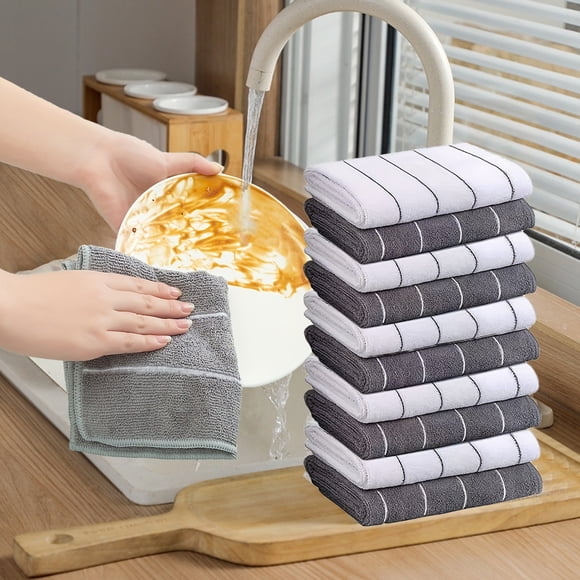 Cagogo Dishcloths, Super Soft Absorbent Kitchen Dish Towels for Washing Dishes, 10 Pack Reusable Cleaning Cloths for Kitchen Sink Countertop Stove, Polyester Dishwashing Towels for Home Restaurant