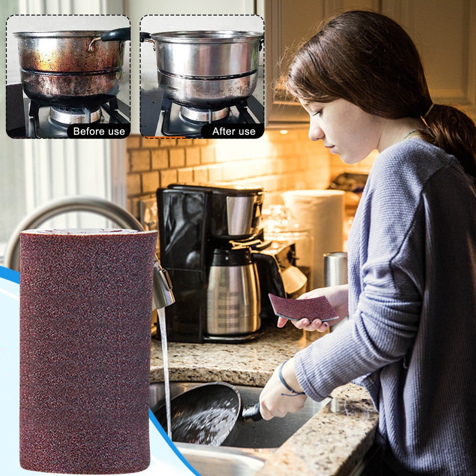 Amzcrzy Kitchen Appliances Carborundum Sponge Emery Sponges forQuickly Cleans Cleaning Sponge Kitchen Cleaning Tool 100*14.8*0.5Cm Cleaning Sponge Kitchen Utensils Set Kitchen Gadgets