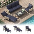 thumbnail image 2 of AECOJOY Ensemble de Mobilier de Patio Sectionnel d'Extérieur en Aluminium à 5 Places, avec Sofa Simple Rétractable et Table Basse Centrale, pour Véranda, Terrasse (Bleu Foncé), 2 of 10