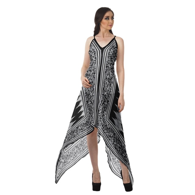 Moomaya Robe Mouchoir Femme Imprimée à Dos Nu Robes d'Été Femme