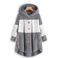 thumbnail image 1 of Plus Size Plush Fleece  Outerwear Button Up Long Sleeve Thick Warm Winter Hooded Jacket Thermal Sweater Tunics (Small  Black|Button-up), 1 of 4