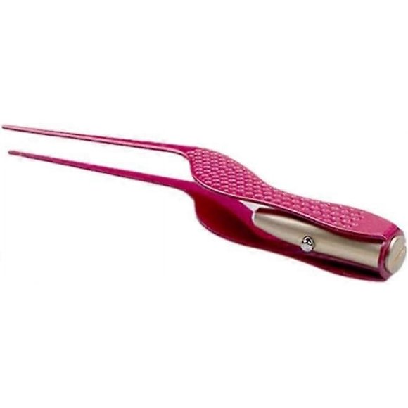 LED Flashlight Ear Tweezers Pointed Tweezers Multifunctional with Flashing light Professional Rose Red