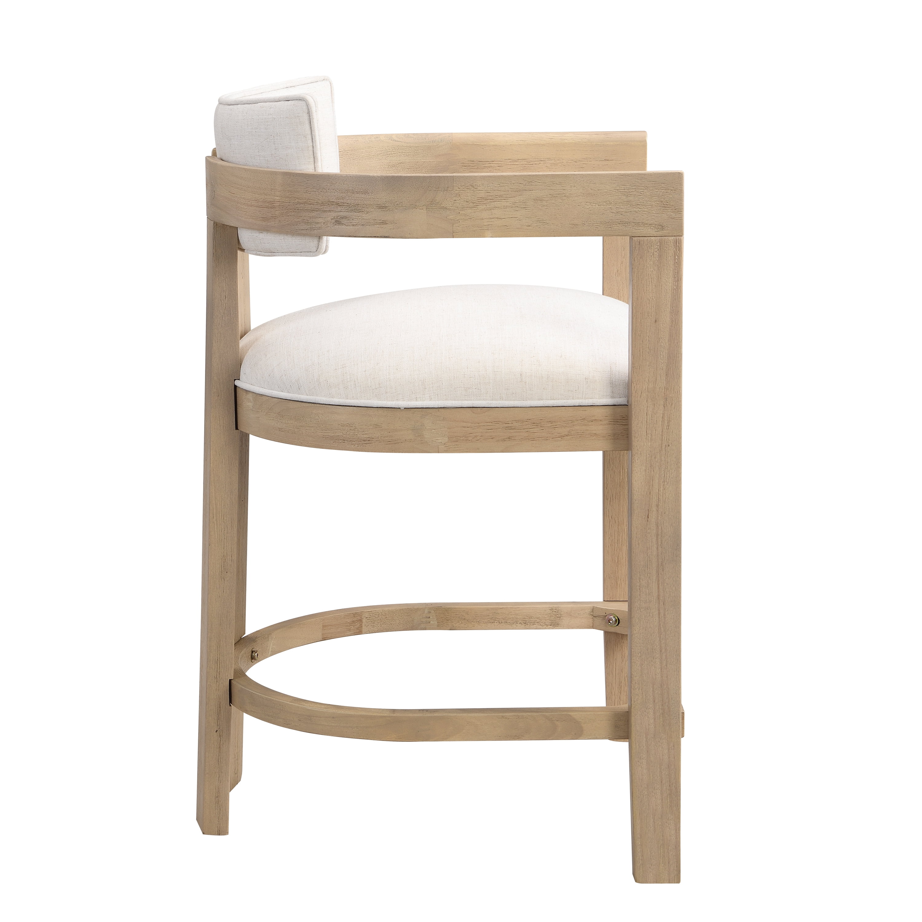 Tabourets de bar Noble House, hauteur de comptoir 66 cm, ensemble de 2, rembourrés avec dossier incurvé en bois massif, beige et frêne naturel
