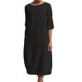 thumbnail image 1 of Innerwin Robe Midi Simple Robes pour Femmes Plage Col Rond Confortable Noir TG, 1 of 4