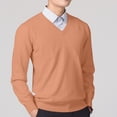 thumbnail image 2 of Xcmzpl Chandail-Robe à Col en V pour Hommes, Tricot, Manches Longues, Coupe Ajustée, Chandails Mode, Chandail à Enfiler, Chandail de Base Uni, Hauts de Chandail d'Automne, 2 of 5