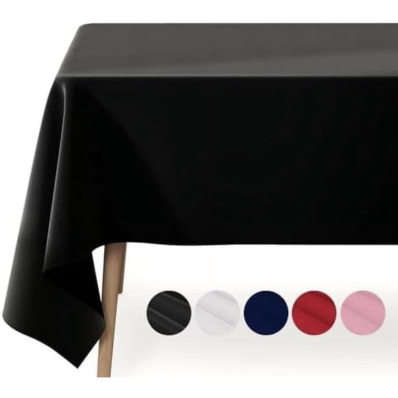 Table Cloth - Polyester Table Cloth for Rectangle Table, 60''x84'' Tablecloth, Decorative Tablecloths for Parties, Dinings, Picnics, Washable & Ironable, Black Black 60" X 84" Black 60" X 84"