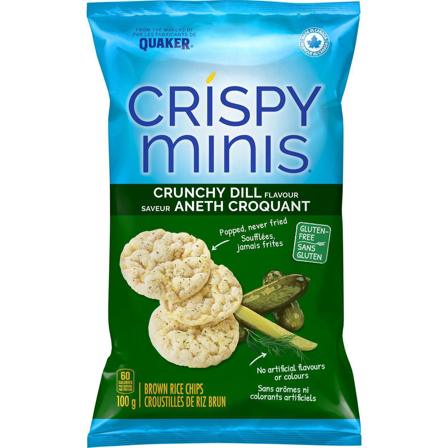 Quaker Crispy Minis Croustilles de riz brun Saveur Aneth croquant