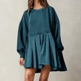 thumbnail image 2 of Pisexur Robe Chandail Surdimensionnée pour Femmes, Col Rond, Manches Longues, Patchwork, Robe d'Automne, Chandail à Enfiler, Hauts Amples et Fluides, Robe Chandail, Mini-Robe, 2 of 8