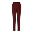thumbnail image 4 of Woman Pants Satin High Waisted Pants Loose Fitting Slacks with Silk Pockets Womens Work Pants Red XXXL, 4 of 4