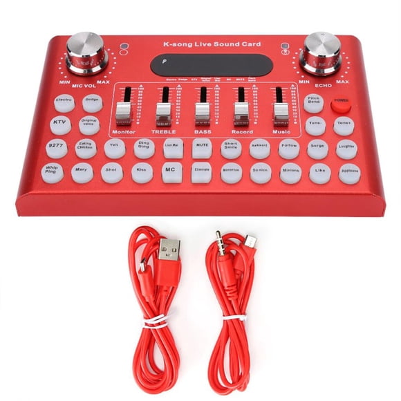 F007 Metal Shell 1200mA DC5V/1A USB Mobile Phone Computer BT Live Sound Card Red
