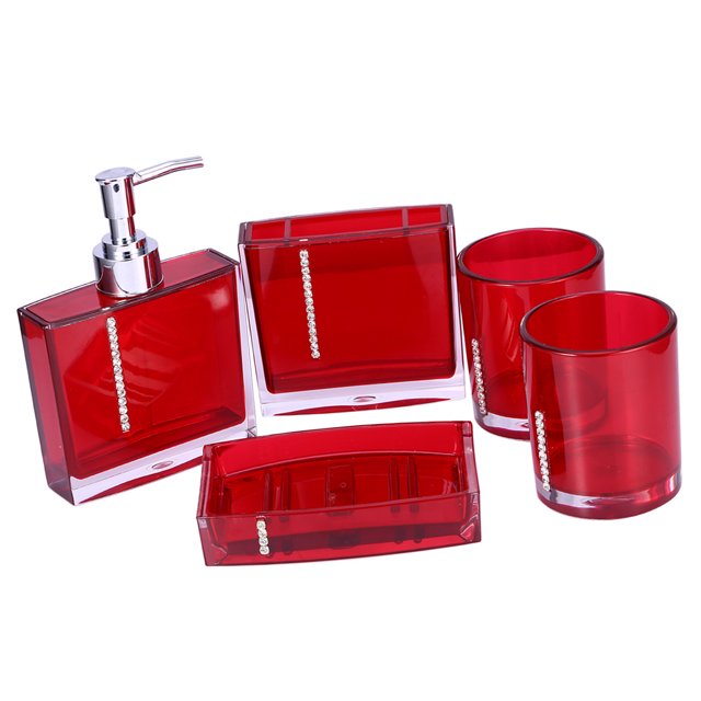 Acrylic Bathroom Accessories Set - Easy to Clean, Durable, Scratch Luxury Style Comfort Perfect for Master Bathroom or Guests