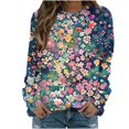 thumbnail image 1 of KIHOUT Chandails pour Femmes en Liquidation, Blouses à Manches Longues Col Rond Imprimé Floral Ample Automne Hiver, Tailles P-2TG, 1 of 5