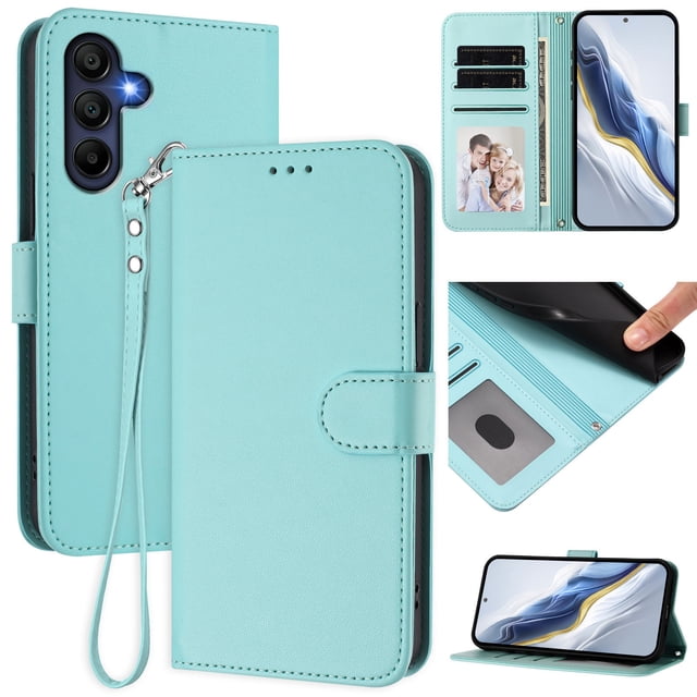 GANGXUN Wallet Case for Samsung Galaxy A17 – Magnetic Closure, RFID Blocking, Wrist Strap, Wireless Charging Compatible