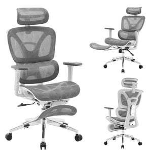 Ourlova chaise de bureau Mesh ergonomique avec repose-pieds réglable Lombaire Support Chaise de comptoir à dossier haute