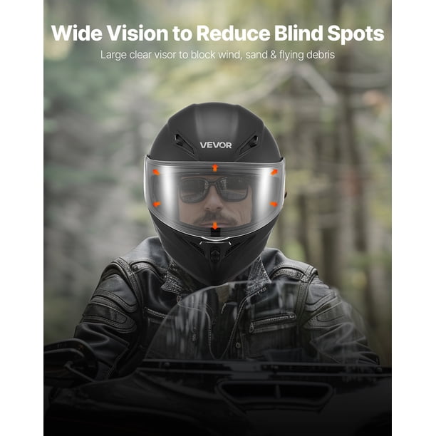 VEVOR Motorcycle Helmet – 3/4 Open Face, DOT Approved, ABS Shell, EPS Foam, Clear Visor, Detachable Washable Liner, Bluetooth Slot, Matte Black, Size L (23.2-23.6") – For Men & Women, Adult Motocross & Street