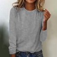 thumbnail image 2 of WTXUE T-Shirts à Manches Longues, Chandails à Col Rond pour Femmes Automne Hiver Décontractés à Rayures T-Shirt Haut Rayé Hauts Décontractés pour Femmes Gris/à Rayures m, 2 of 5