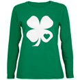 thumbnail image 1 of St. Patricks Day - Shamrock Heart Green Ladies Long Sleeve T-Shirt, 1 of 1
