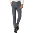 thumbnail image 1 of INSPIRE CHIC Men's Plaid Slim Fit Flat Front Dress Pants with Pockets 30 Gray, 1 of 7