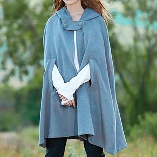 Simua Trench-Coat pour Femmes Cape à Capuche Long Ouvert Poncho Poncho Cardigan