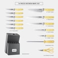 thumbnail image 2 of Hecef 14 Piece Knife Set with Block, Sharpening Steel, Stainless Steel Cutlery Set, 2 of 10