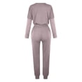 thumbnail image 5 of Mrat Vacation Outfits for Women 2 Piece Jogging Sets Solid Polyester Long Sleeve Sweatsuits Sets Two Piece Track Suits Drawstring High Waist Pants Set Comfy Outfits N-Rose Gold 4XL, 5 of 5