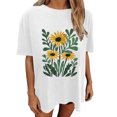 thumbnail image 4 of FcBaudy Hauts pour Femmes, Chemises pour Femmes, Chemisiers et Chemises à Manches Courtes à Col Rond pour Femmes, T-Shirts Décontractés à Imprimé de Fleurs à Manches Courtes, Blouse Surdimensionnée en Polyester pour Femmes, 4 of 7