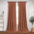 thumbnail image 1 of Terracotta Curtains 108 Inches Long for Living Room 2 Panels Set Rod Pocket Light Airy Flowy Semi Sheer Linen Draperies Light Filter Rust Curtains for Patio Sliding Door Dining Room Western Decor 9 FT, 1 of 8