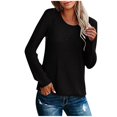 thumbnail image 1 of IROINID Women's Round Neckline Pullover Sweater Solid Color Comfy Mid-Length Long Sleeve Knitting Sweater Tops, 1 of 6