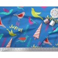 thumbnail image 3 of Soimoi Blue Rayon Fabric Text & Bird Artistic Fabric Prints By Yard 42 Inch Wide, 3 of 5