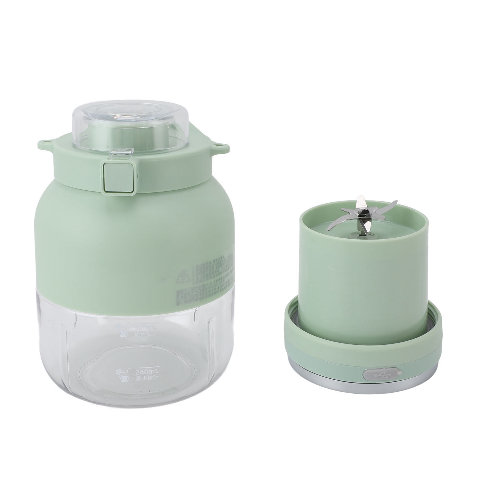 Electric Juicer Mini Portable Blender Cup 10 Cups USB Rechargeable for Outdoor Sports Water Bottle with Double Lid