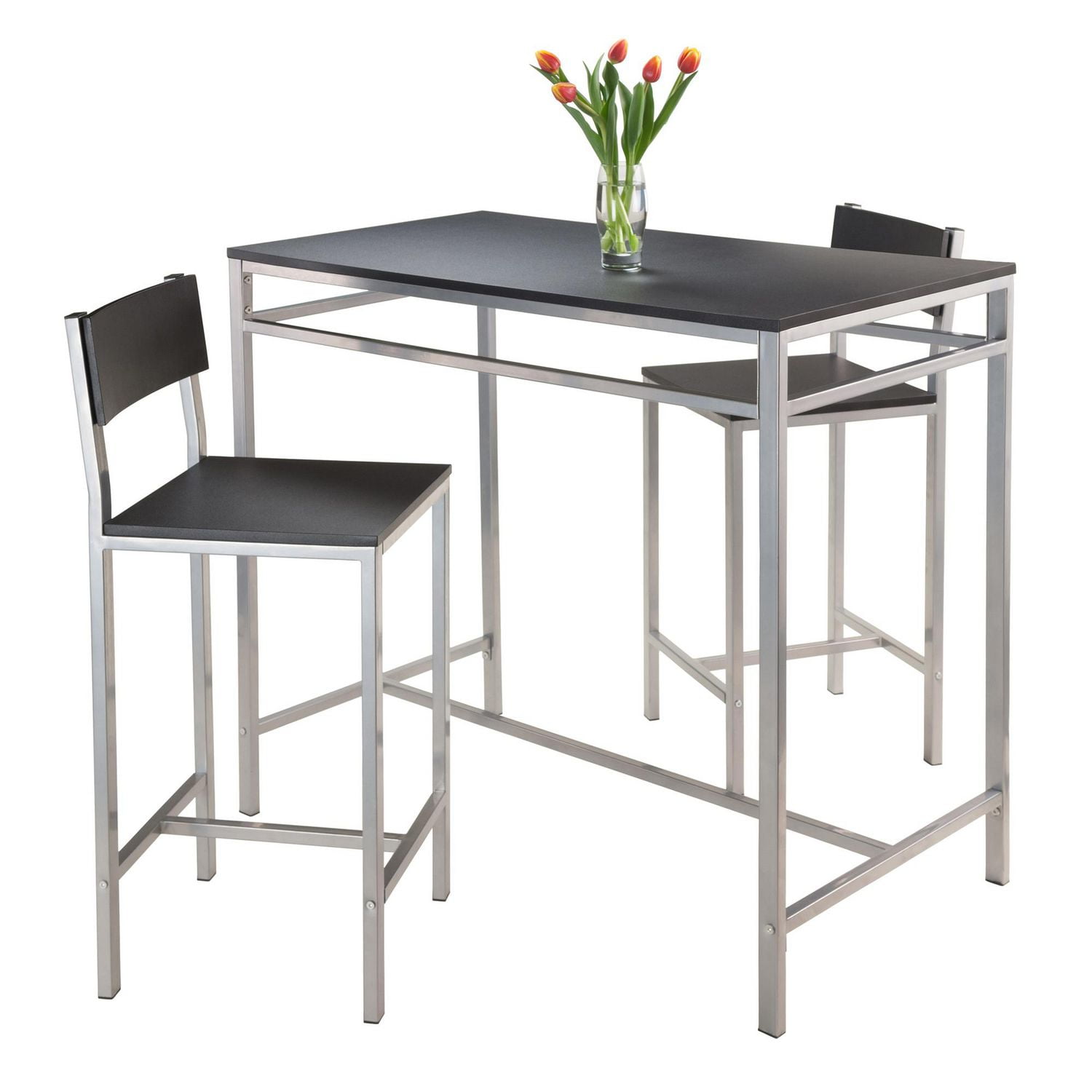 Table haute Hanley 3 pièces avec 2 tabourets à dossier haut de Winsome - 93336