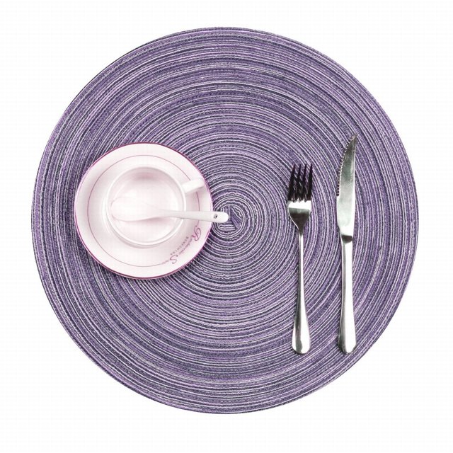 Oleegame 1PC Placemat Round Rop Cotton Braided Table Place Mats Braided Placemas Non Slip Table Mats Set Of 4 For Dining Kitchen Table Washable 15 Inch Purple