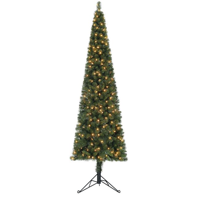Home Heritage Pine 7 Ft Artificial Corner Christmas Tree Prelit 150 Lights