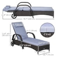 thumbnail image 3 of Outsunny Rattan Chaise Lounge Chair with Headrest and Adjustable Backrest, 3 of 10