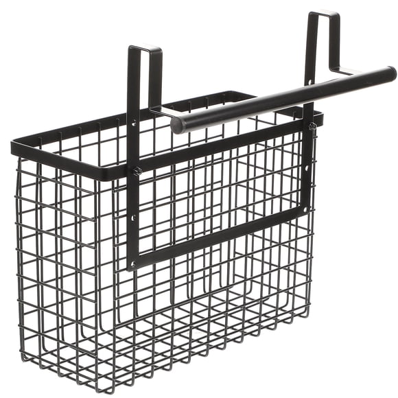 WRISTBIQUE Over Cabinet Basket Organizer Black Metal Hanging Shelf for Kitchen Storage