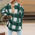 thumbnail image 4 of EGNMCR Womens Plaid Shacket Jacket Button Long Sleeve Shirt Coat Fall Winter Loose Flannel Jacket, 4 of 8