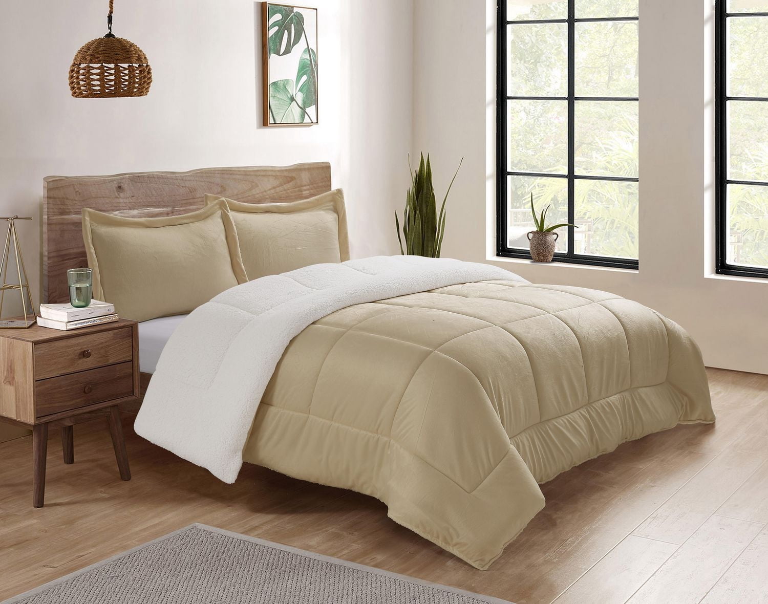 Swift Home Reversible Plush Mink & Sherpa Comforter Set, Luxuriously Soft
