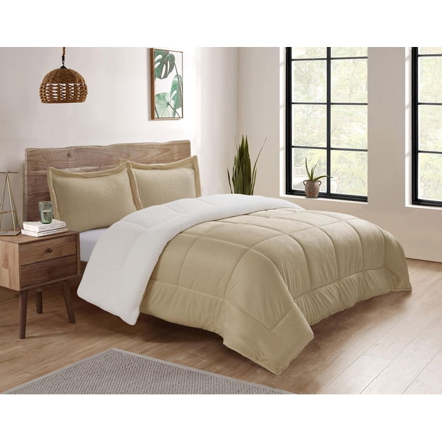 Swift Home Reversible Plush Mink & Sherpa Comforter Set, Luxuriously Soft