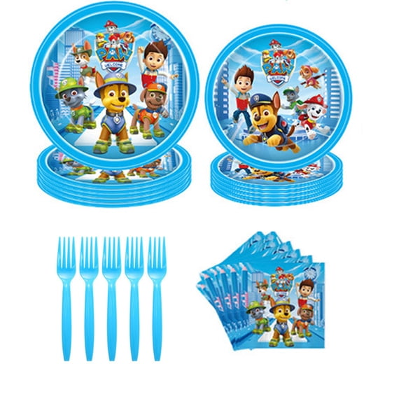 Forfamy Dog Birthday Plates and Napkins Party Supplies, Dog Birthday Party Supplies and Decorations for kids Birthday Party, 80 Pcs Serves 20 Guests