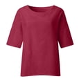 thumbnail image 4 of Blouse Chemise Ample pour Femmes d'Été à Manches Raccourcies, Col Rond, Ligne en Coton, 4 of 9
