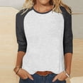 thumbnail image 4 of BVOFAR Hauts pour Femmes à Manches 3/4 à Col Ras du Cou Blouses à Blocs de Couleur Mode Chemises Raglan Décontractées Coupe Ample 2025, 4 of 7