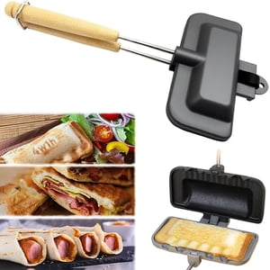 Hot Dog Toaster, Bun And Hotdog Toaster, Pie Maker Double Sided Baking Pan, Pie Iron, Mountain Pie Maker Cast Iron Sandwich Maker, Flip Grill Pan For Breakfast Pancakes, Toast, Omelets