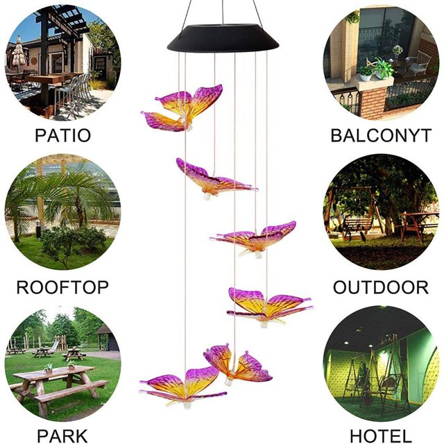 Agiferg Lampe Carillon Éolienne Solaire d'Extérieur Étanche à Changement de Couleur Coloré