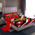 thumbnail image 1 of YST Race Car Bed Sheets Set Queen Size 4pcs, Racing Sports Printed Soft Sheet Set, Cool Speed Vehicles Kids Teens Bedding For Bedroom, Black Yellow Checkerboard Lightweight Bedding Set, 1 of 5
