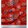 thumbnail image 1 of Soimoi Red Poly Georgette Fabric Pomegranate & Fig Fruits Print Fabric by the Yard 52 Inch Wide, 1 of 5